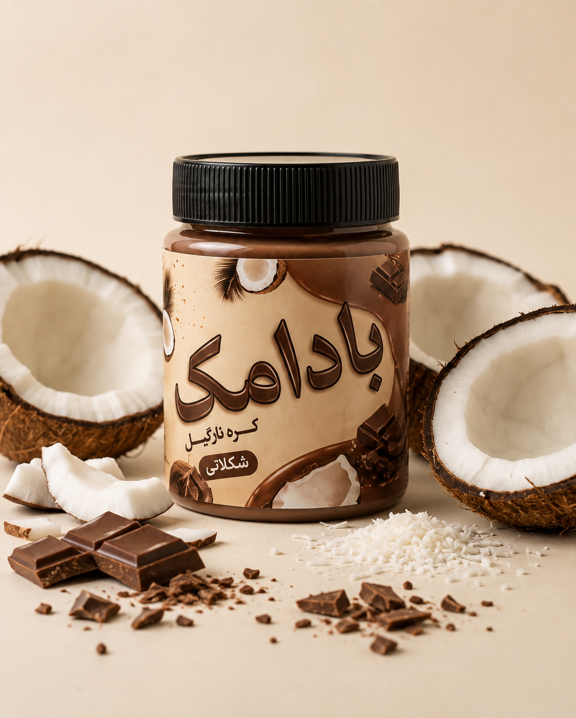 کره نارگیل شکلاتی خالص بادامک